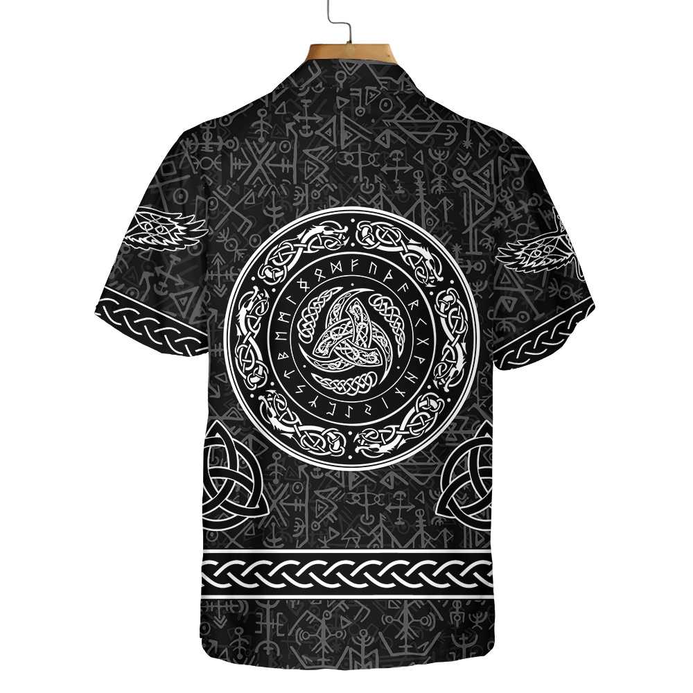 Magic Viking Symbol Hawaiian Shirt, Ethnic Norse Seamless Pattern Viking Shirt