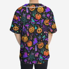 Magical Pumpkins Halloween Seamless Pattern Baseball Jersey - HYPERFAVOR