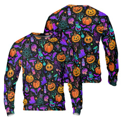 Magical Pumpkins Halloween Seamless Pattern Sweatshirt - HYPERFAVOR