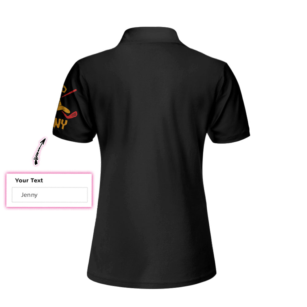 My Broom Broke So Now I Play Golf Custom Short Sleeve Women Polo Shirt, Personalized Halloween Golf Shirt For Ladies