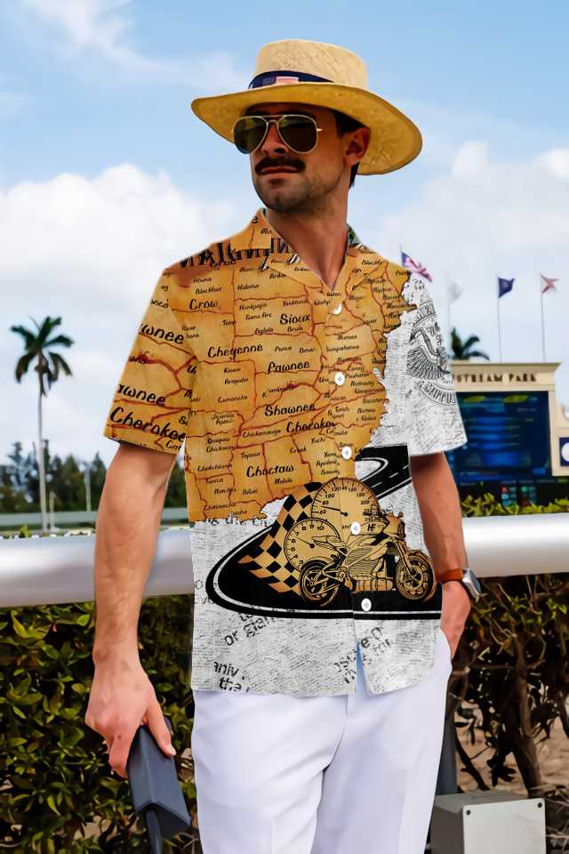 Native American Born To Ride Hawaiian Shirt, Motocycle Racing Native American Shirt