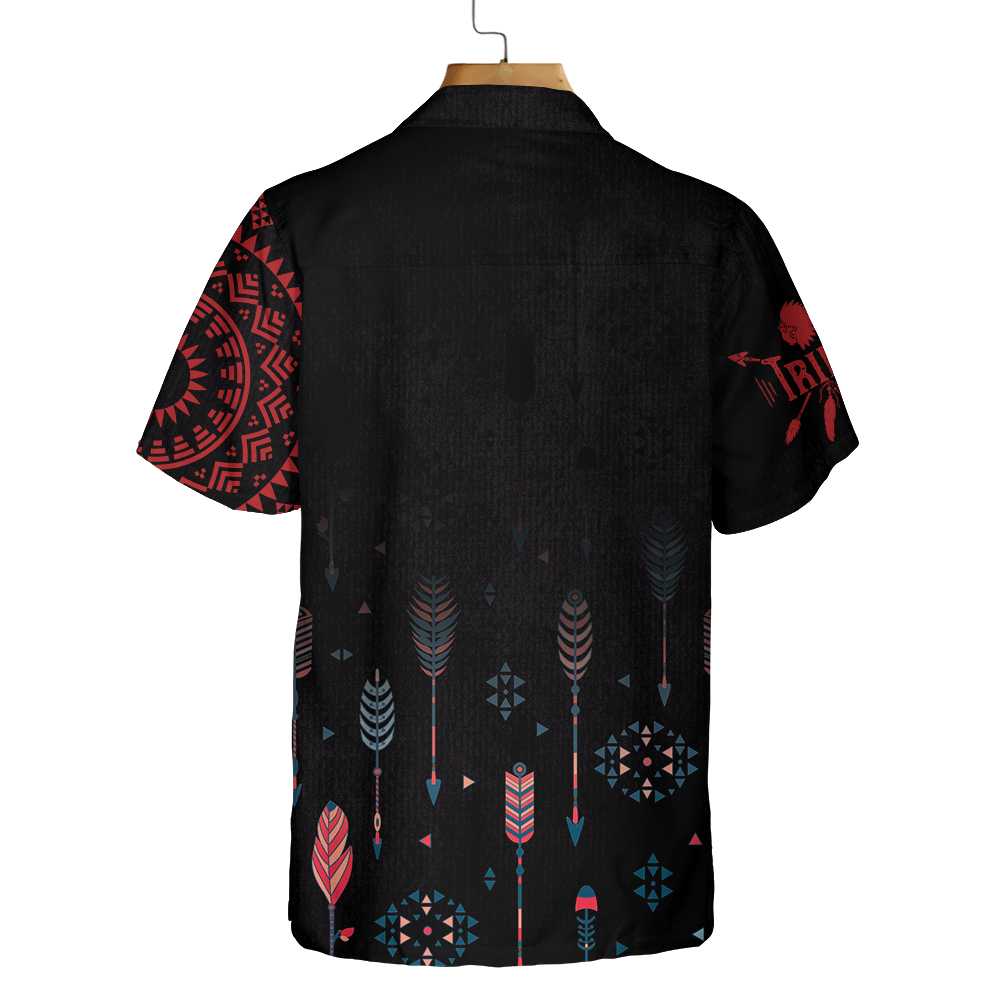 Native American Indian Tribal Chief with Headdress Hawaiian Shirt, Seamless Colorful Ethnic Pattern Shirt