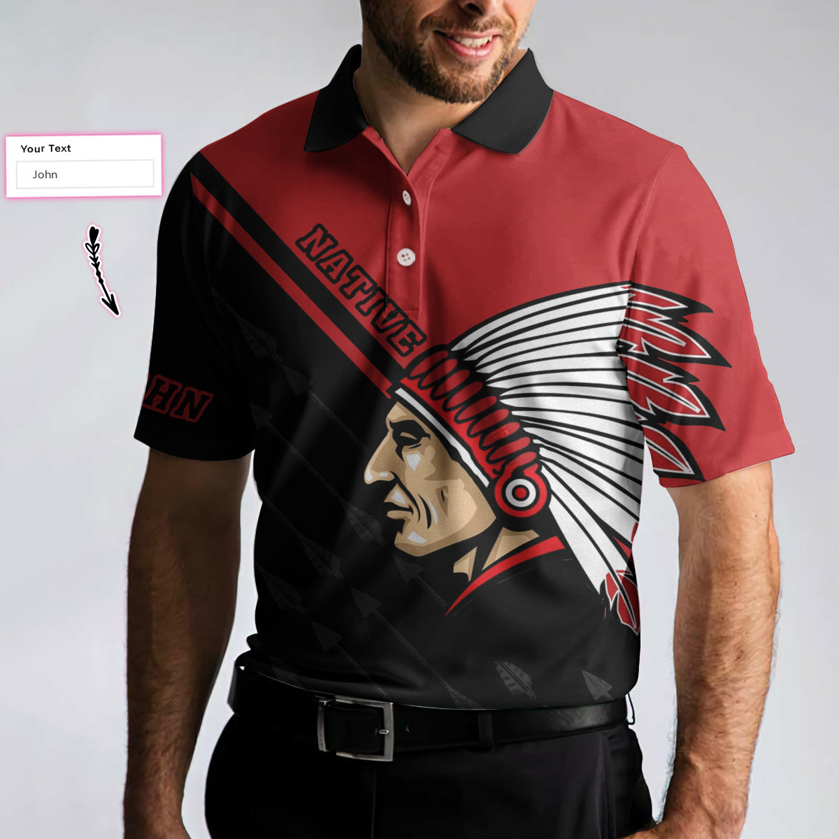 Native Chief Man Native American Custom Polo Shirt