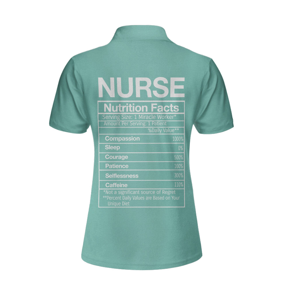 Nurse Nutrition Facts Custom Short Sleeve Women Polo Shirt, Nurse Life Shirt, Stethoscope Shirt Design