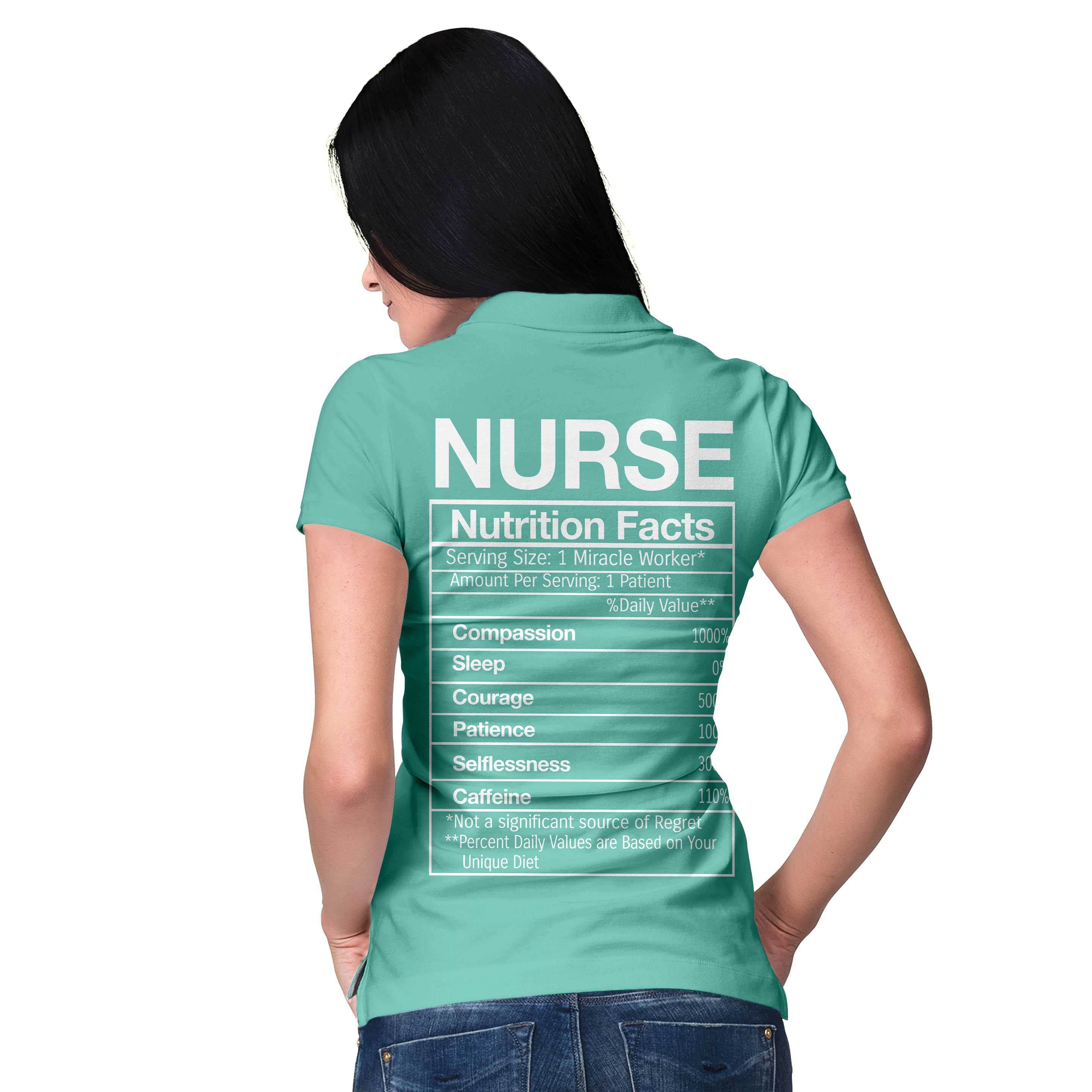Nurse Nutrition Facts Custom Short Sleeve Women Polo Shirt, Nurse Life Shirt, Stethoscope Shirt Design