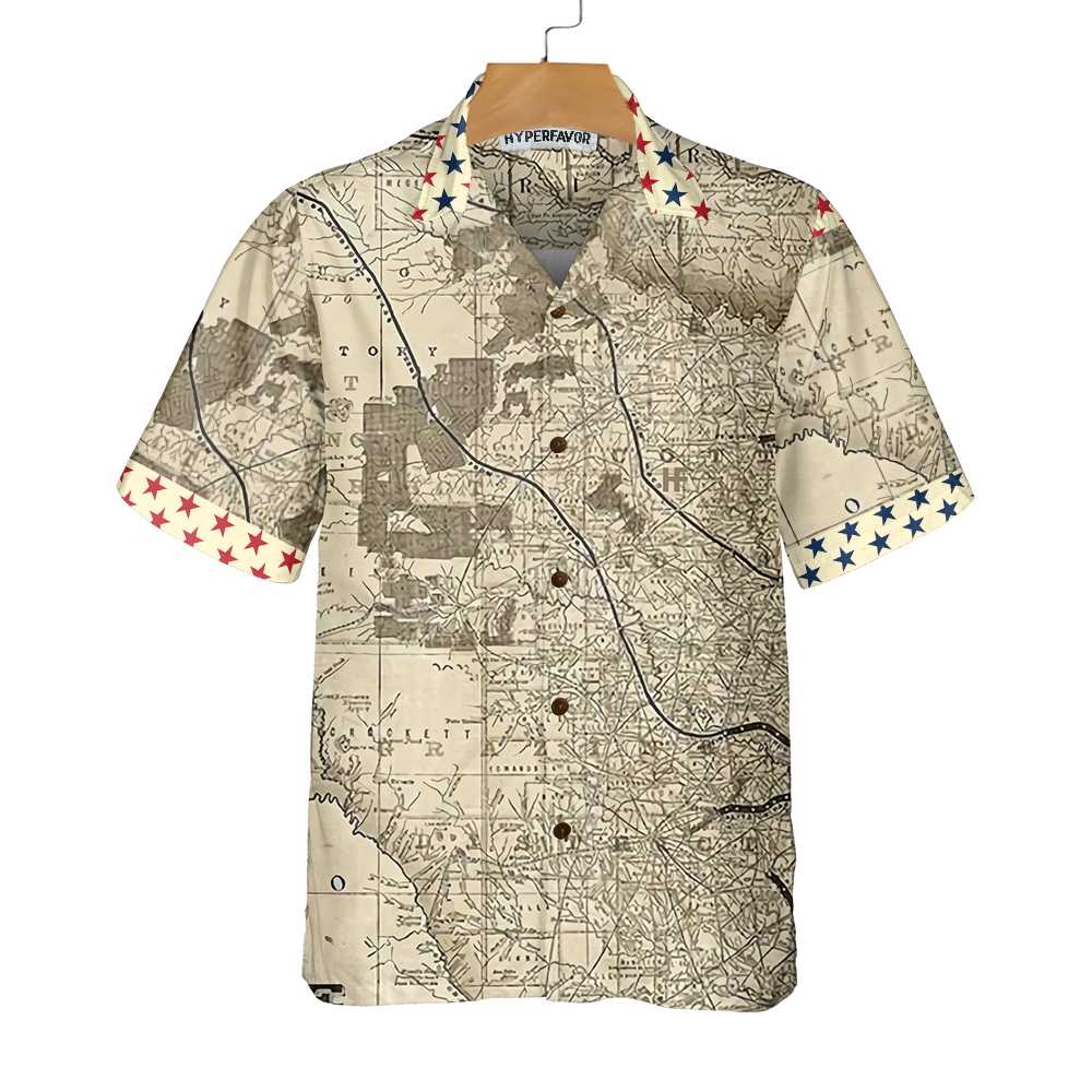 Old Map of Texas Vintage Texas Hawaiian Shirt, Unique Texas Shirt For Texas Lovers