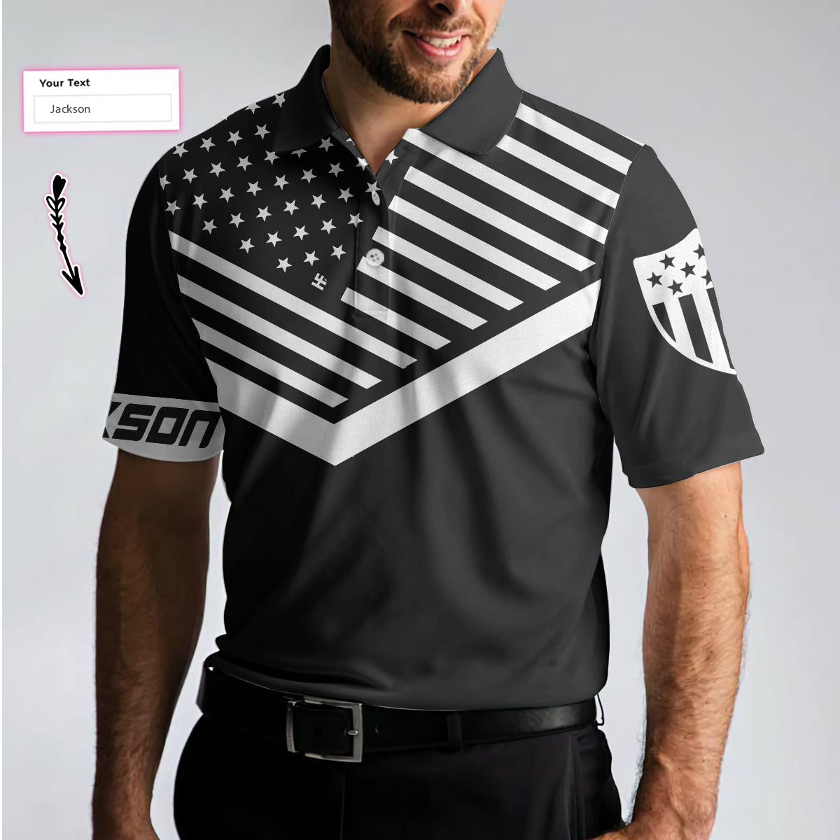 Patriot Day Anniversary Custom Polo Shirt, Personalized Black American Flag 9/11 Shirt For Men