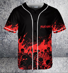 Personalized Halloween Hell Flaming Baseball Jersey - HYPERFAVOR