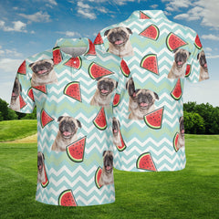 HYPERFAVOR Watermelon Pattern Custom Polo Shirt With Pet Faces