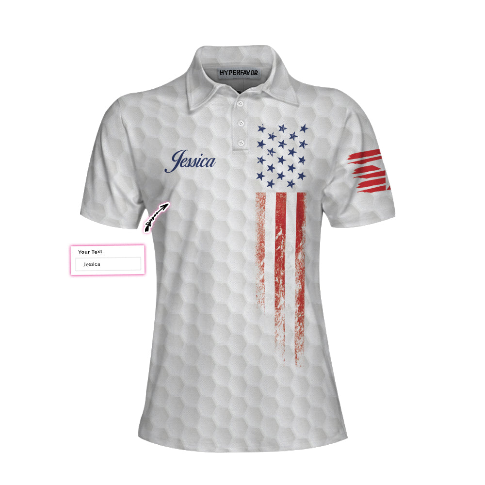 Personalized Golf American Female Golfer Custom Short Sleeve Women Polo Shirt