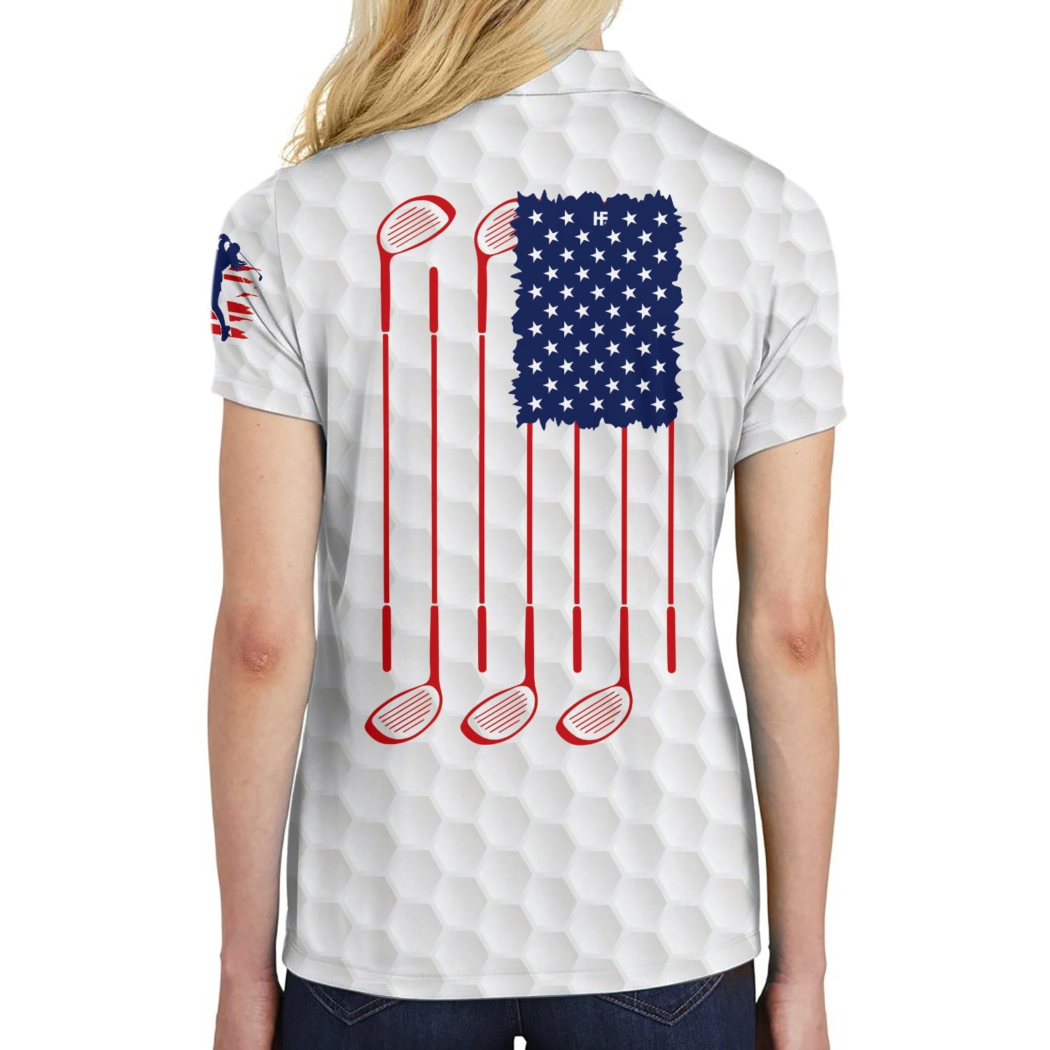 Personalized Golf American Female Golfer Custom Short Sleeve Women Polo Shirt
