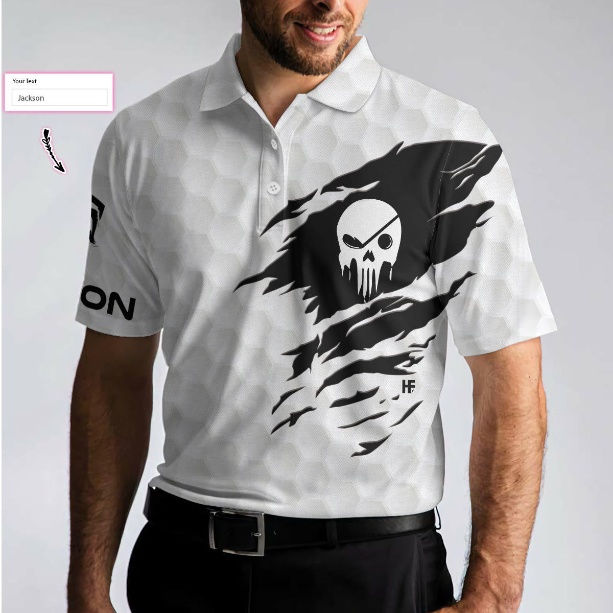 Personalized Name The Golf Skull Custom Polo Shirt, Customized Golf Shirt With Name For Golfers - Hyperfavor