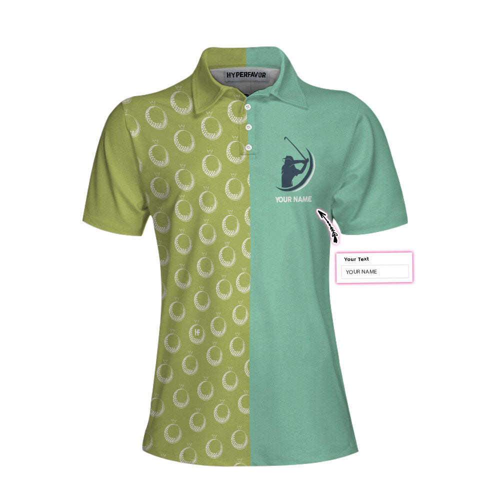 Queen Of The Green Custom Short Sleeve Women Polo Shirt, Personalized Golf Gift Idea For Female Golfers
