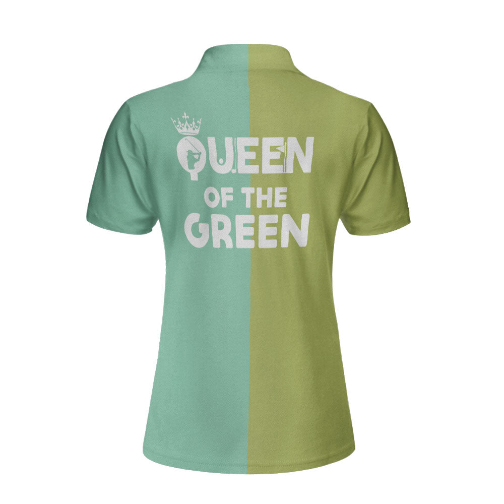 Queen Of The Green Custom Short Sleeve Women Polo Shirt, Personalized Golf Gift Idea For Female Golfers