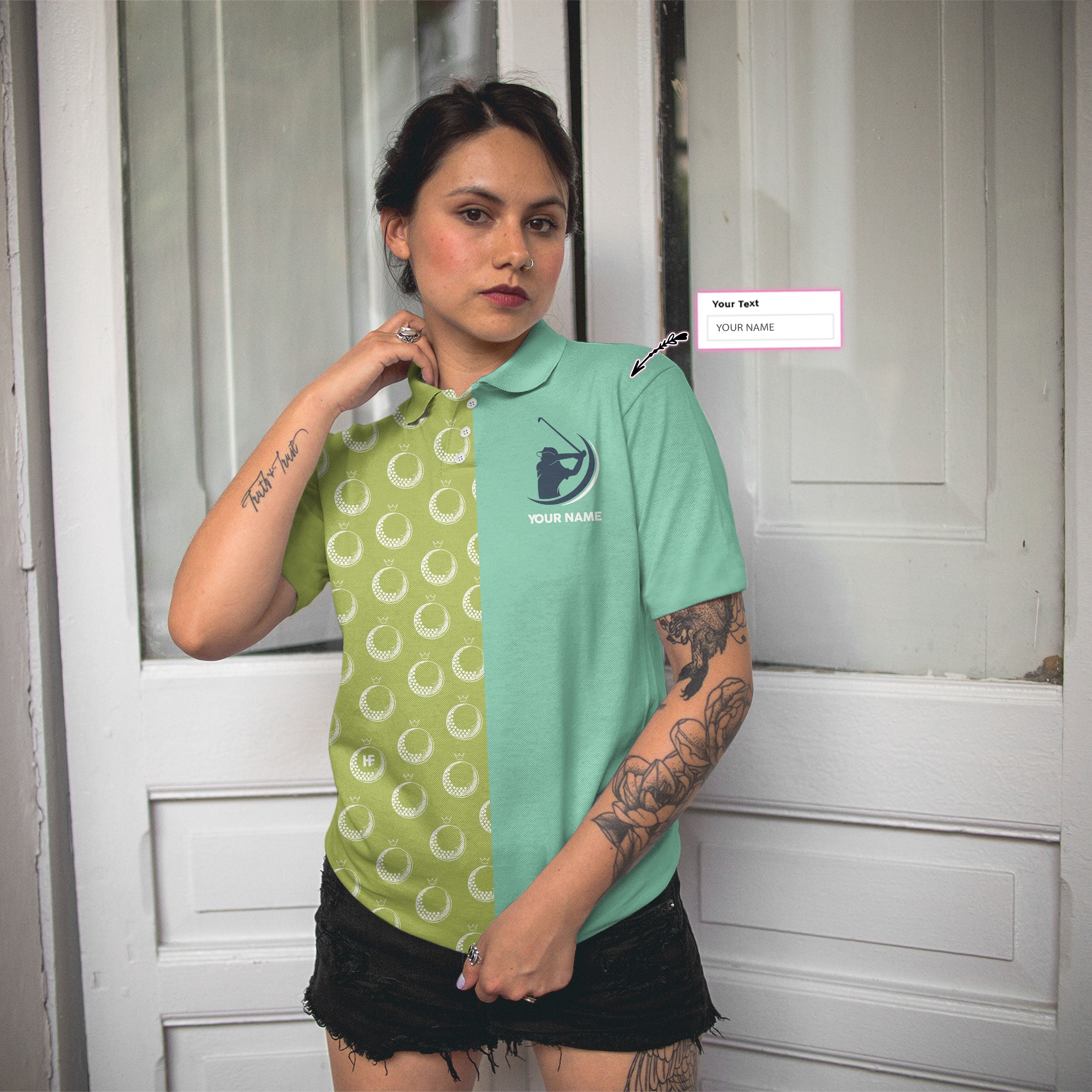 Queen Of The Green Custom Short Sleeve Women Polo Shirt, Personalized Golf Gift Idea For Female Golfers