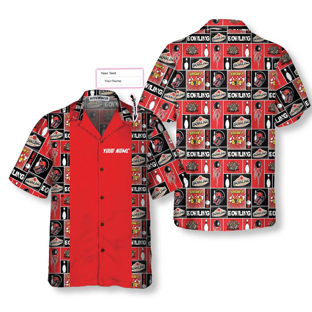 Red Bowling V2 Custom Hawaiian Shirt, Personalized Gift For Bowling Players