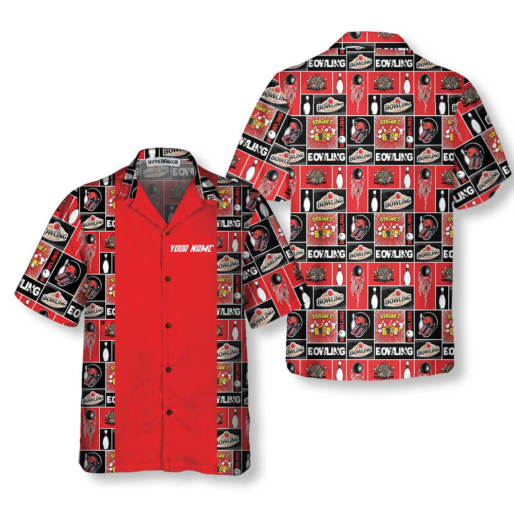 Red Bowling V2 Custom Hawaiian Shirt, Personalized Gift For Bowling Players