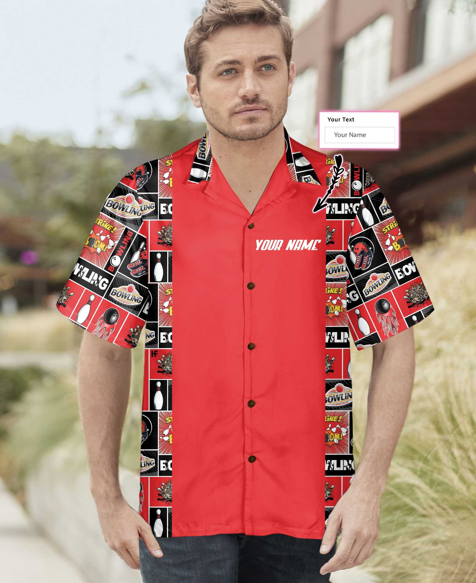 Red Bowling V2 Custom Hawaiian Shirt, Personalized Gift For Bowling Players