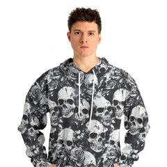 Rose Flower Skull Black & White Pattern Hoodie - HYPERFAVOR