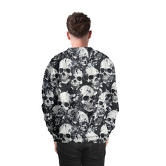Rose Flower Skull Black & White Pattern Sweatshirt - HYPERFAVOR