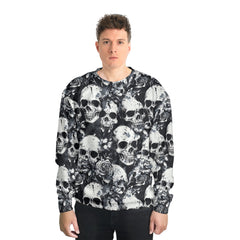 Rose Flower Skull Black & White Pattern Sweatshirt - HYPERFAVOR