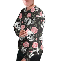 Rose Flower Skull Pattern Sweatshirt - HYPERFAVOR