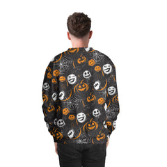 Scary Faces On Dark Halloween Seamless Pattern Sweatshirt - HYPERFAVOR