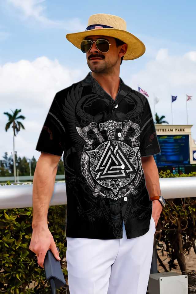 Son Of Odin Viking Hawaiian Shirt, Viking Axe Pattern Shirt