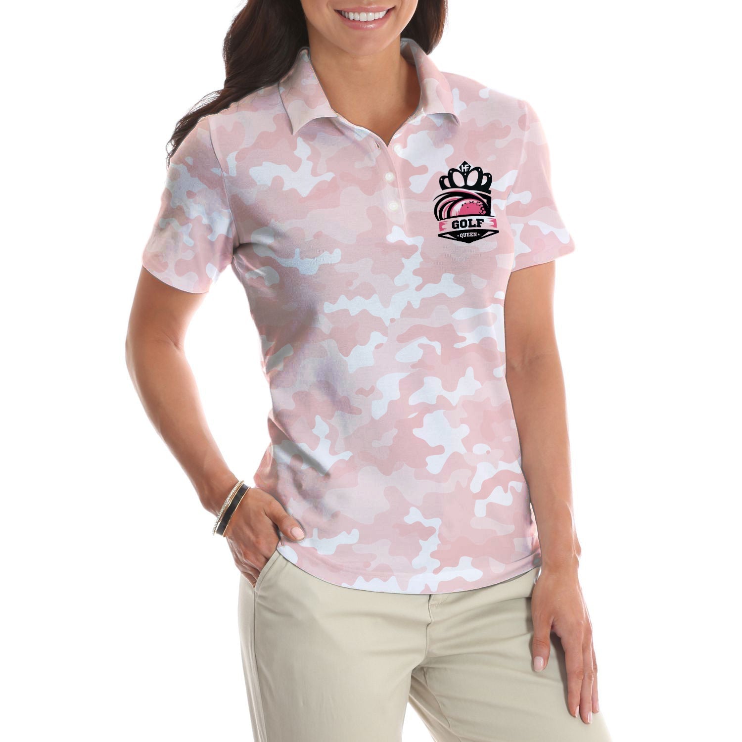 Stop Leering At My Putt Short Sleeve Women Polo Shirt