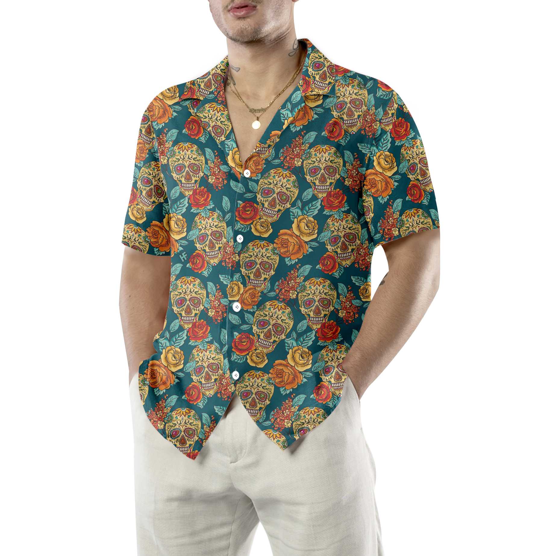 Sugar Skull Dead Day Hawaiian Shirt, Vintage Floral Mexican Skull Shirt, Unique Day Of The Dead Gift