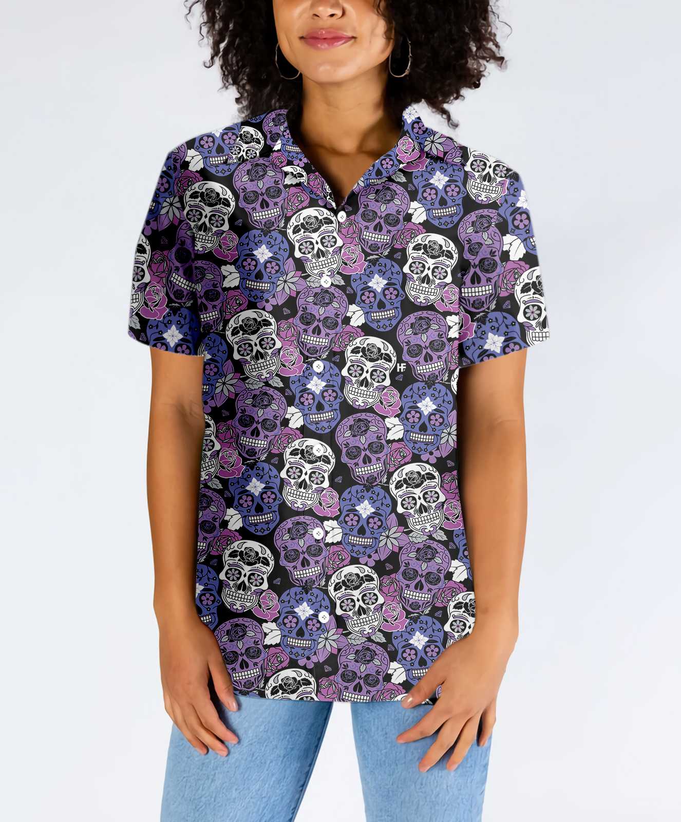 Sugar Skull Purple Hawaiian Shirt, Mexican Skull Shirt, Unique Day Of The Dead Gift