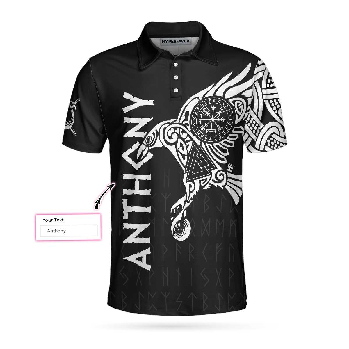 The Raven Tattoo Art Viking Golf Custom Polo Shirt, Cool Shirt Design For Golf Lovers, Gift For Golfers