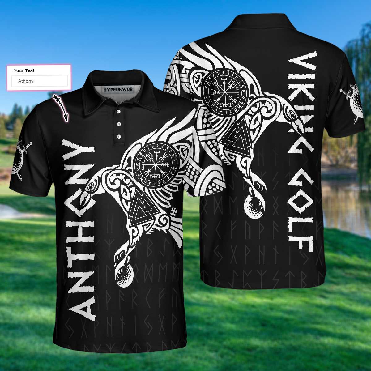The Raven Tattoo Art Viking Golf Custom Polo Shirt, Cool Shirt Design For Golf Lovers, Gift For Golfers