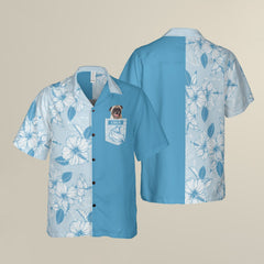 Joy Hibiscus Light Blue Custom Hawaiian Shirt, Personalized Floral Aloha Shirt, Unique Half Half Design