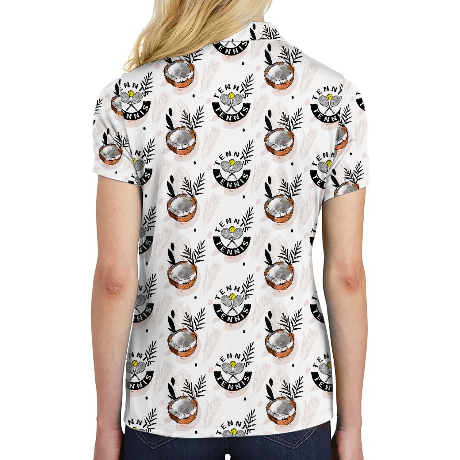 Tropical Coconut Tennis Shirt For Women Short Sleeve Women Polo Shirt