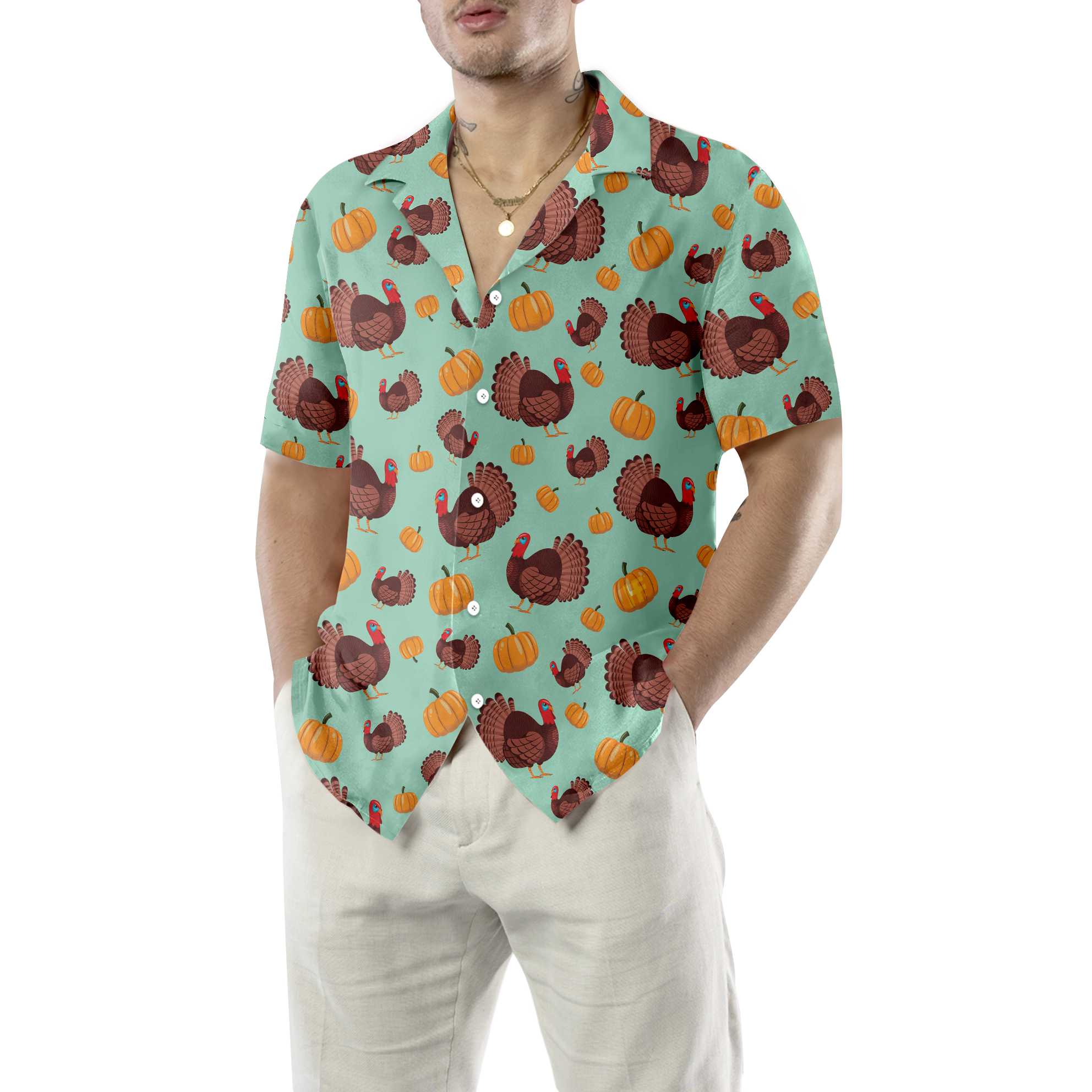 Turkey And Pumpkin For Thanksgiving Holiday Hawaiian Shirt, Unique Gift For Thanksgiving Day