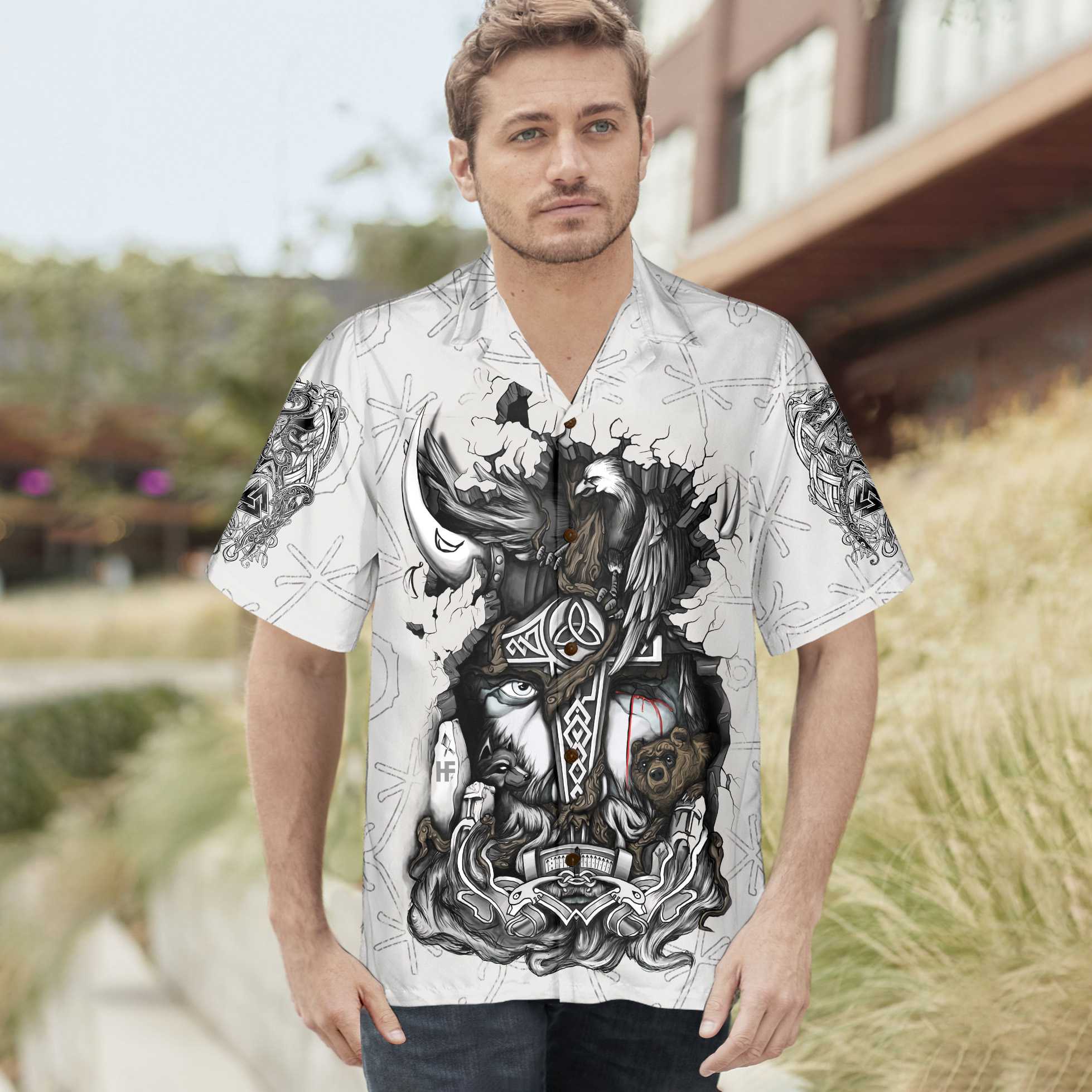 Viking Tattoo Hawaiian Shirt, Viking Odin Shirt For Men And Women