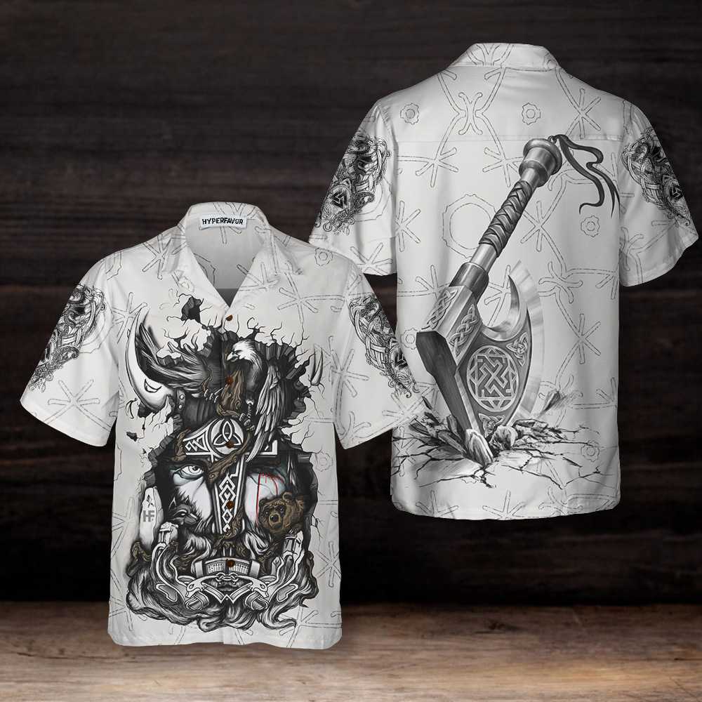 Viking Tattoo Hawaiian Shirt, Viking Odin Shirt For Men And Women