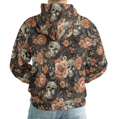 Vintage Flower Skull Pattern For Men, For Woman Hoodie - HYPERFAVOR