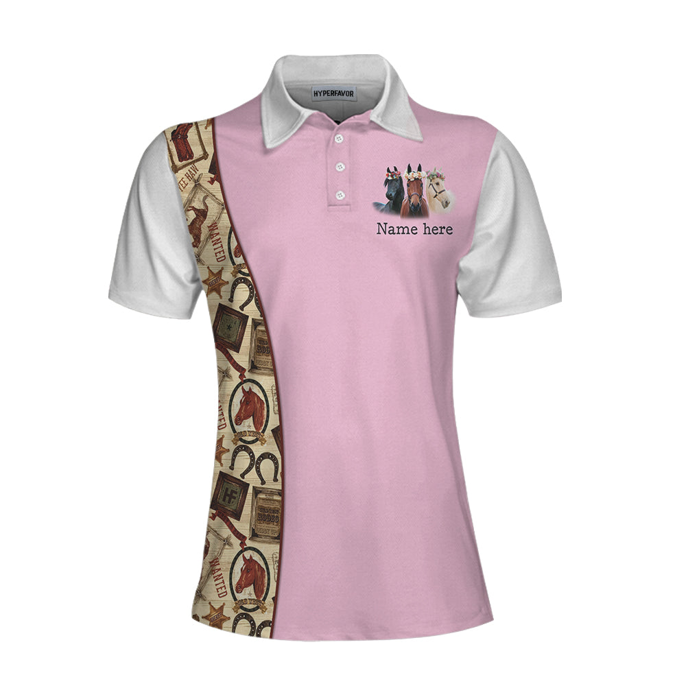 Weekend Forecast Horse Racing With No Chance Of House Clean or Cooking Custom Short Sleeve Women Polo Shirt
