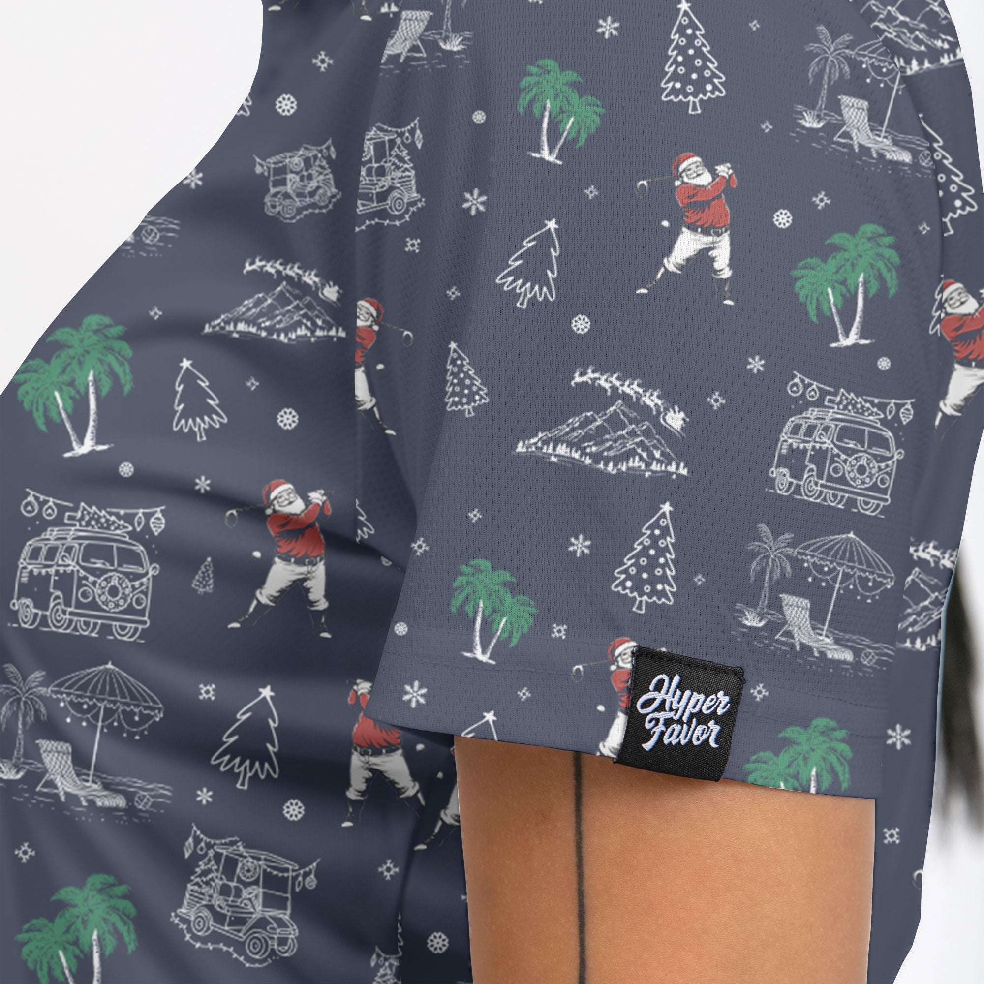 Women's Charcoal Seamless Santa Golfing Polo Shirts