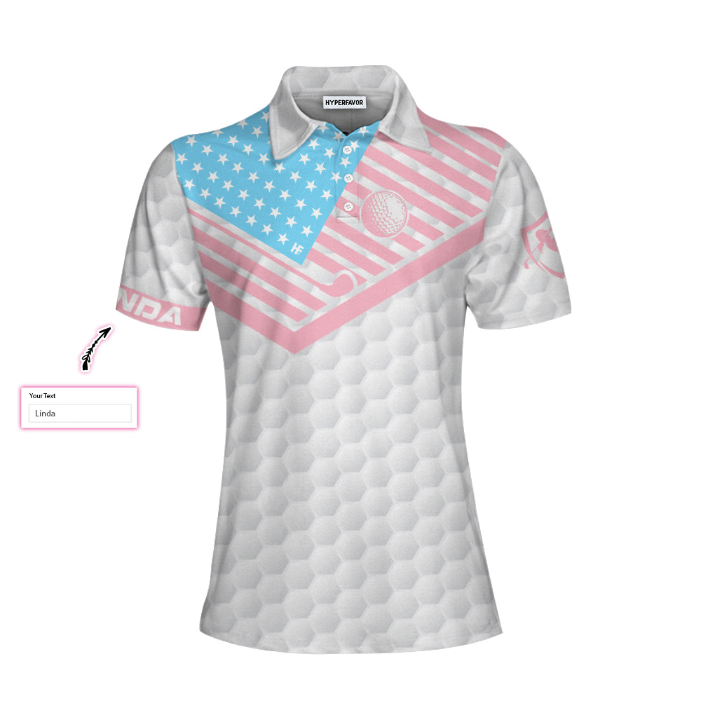 Yell Fore Shoot Six And Write Down Five Golf Custom Short Sleeve Women Polo Shirt, American Flag Golf Shirt For Ladies
