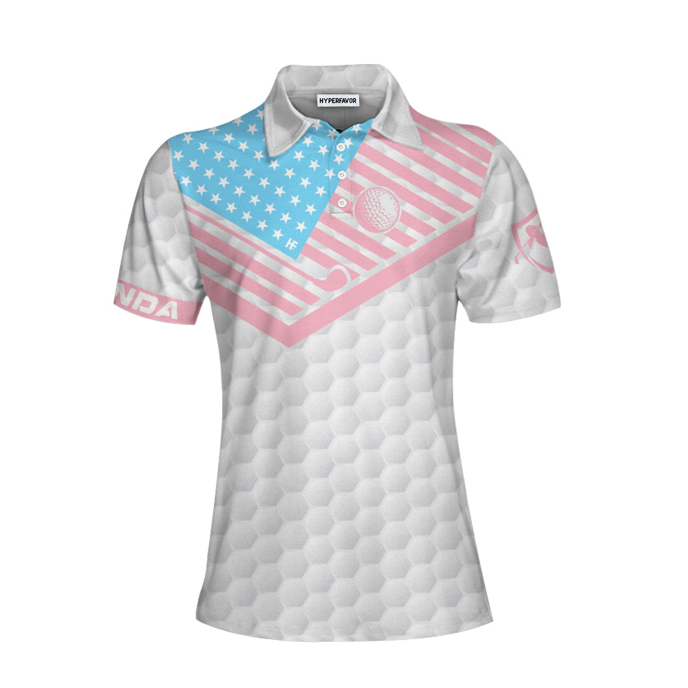 Yell Fore Shoot Six And Write Down Five Golf Custom Short Sleeve Women Polo Shirt, American Flag Golf Shirt For Ladies
