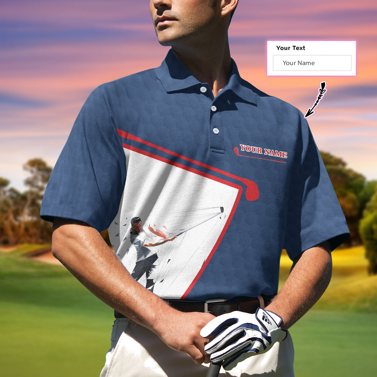 Your Hole Is My Goal Custom Polo Shirt, White And Blue Golf Sayings Shirt, Personalized Golf Gift Idea