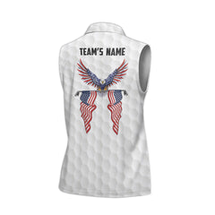 Golf Team Spirit Sleeveless Polo Shirt Custom Patriotic Golf Shirt for Women