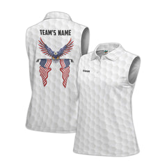 Golf Team Spirit Sleeveless Polo Shirt Custom Patriotic Golf Shirt for Women