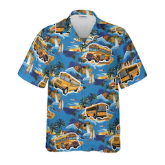 HYPERFAVOR School Bus Beach Landscape Hawaiian Shirt