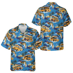 HYPERFAVOR School Bus Beach Landscape Hawaiian Shirt