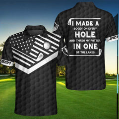 I Made A Bogey On Every Hole Custom Polo Shirt, Personalized Golf American Flag Polo Shirt, Cool Golf Shirt For Men