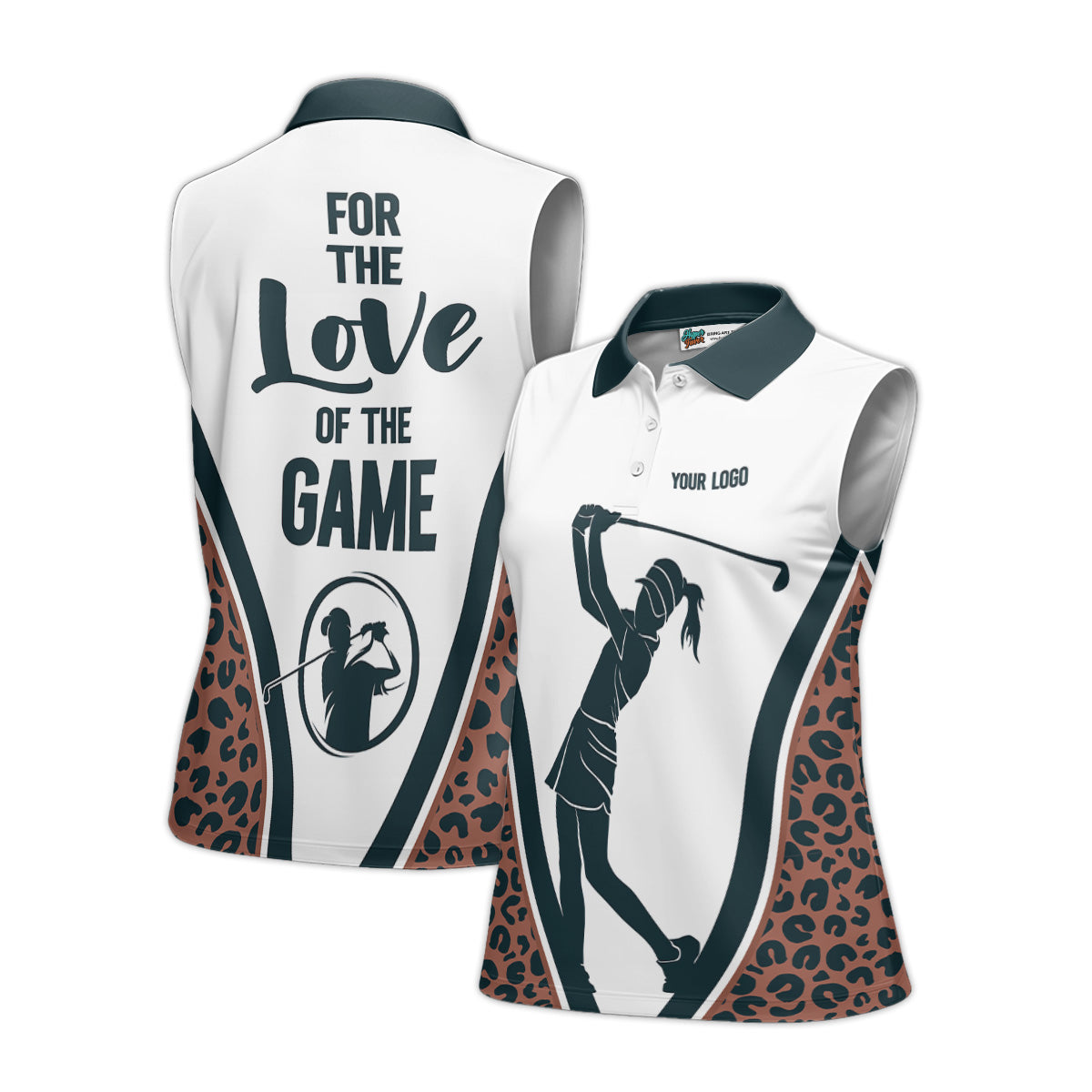 Leopard Print Sleeveless Golf Polo Shirt Custom Women's Golf Shirt for the Love of the Game